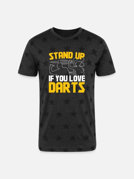 Darts Dart Player - Unisex Adult Star Printed T-Shirt - charcoal star 
