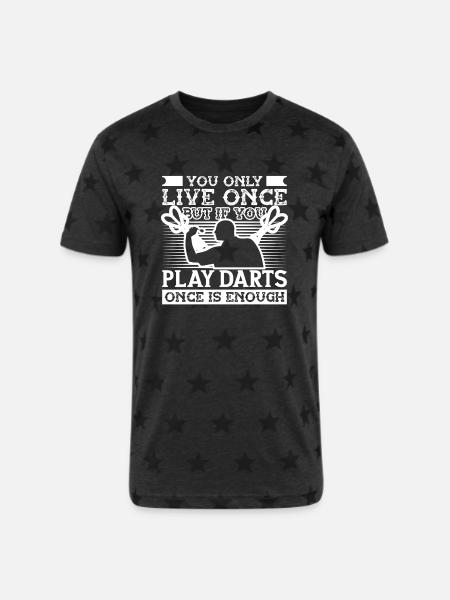 Darts Dart Player - Unisex Adult Star Printed T-Shirt - charcoal star