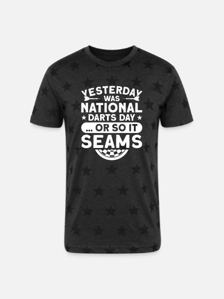 Darts Dart Player - Unisex Adult Star Printed T-Shirt - charcoal star 
