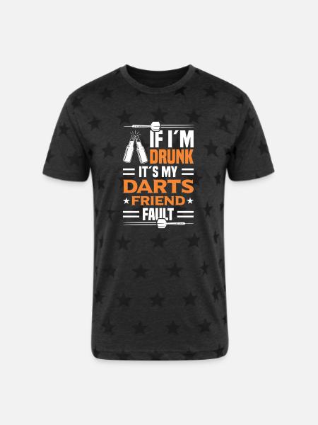 Darts Dart Player - Unisex Adult Star Printed T-Shirt - charcoal star
