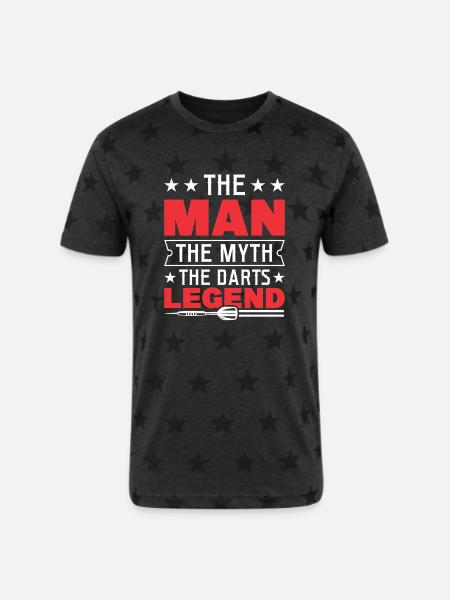 Darts Dart Player - Unisex Adult Star Printed T-Shirt - charcoal star
