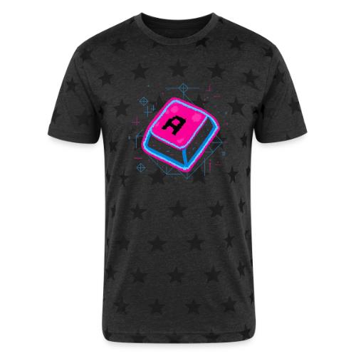 Neon Pixel A Key - Unisex Adult Star Printed T-Shirt