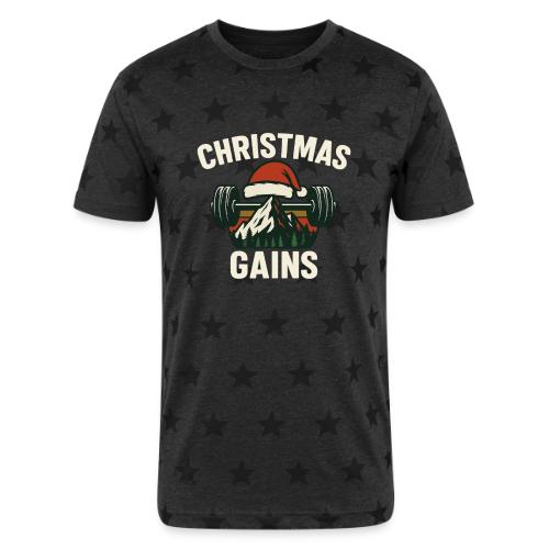 Christmas Gains – Santa Barbell Power - Unisex Adult Star Printed T-Shirt