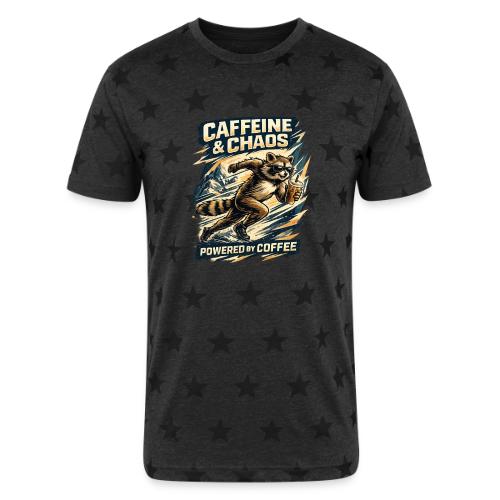 Funny Caffeine Chaos Raccoon Coffee Lover Morning - Unisex Adult Star Printed T-Shirt