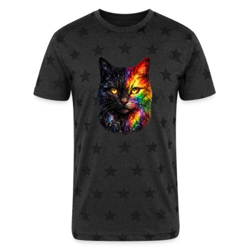 Cosmic Galaxy Rainbow Cat - Unisex Adult Star Printed T-Shirt