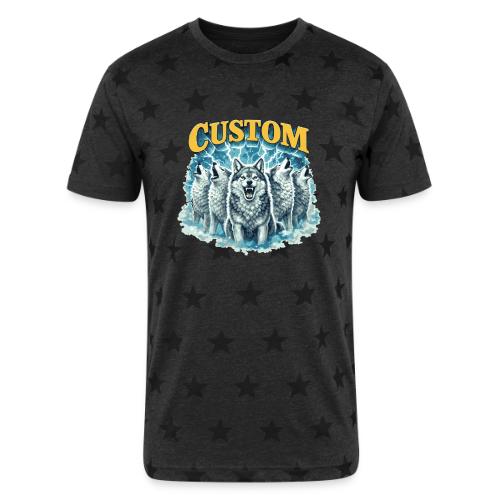 Custom Wolf Pack Howling Moon Vintage Wilderness - Unisex Adult Star Printed T-Shirt