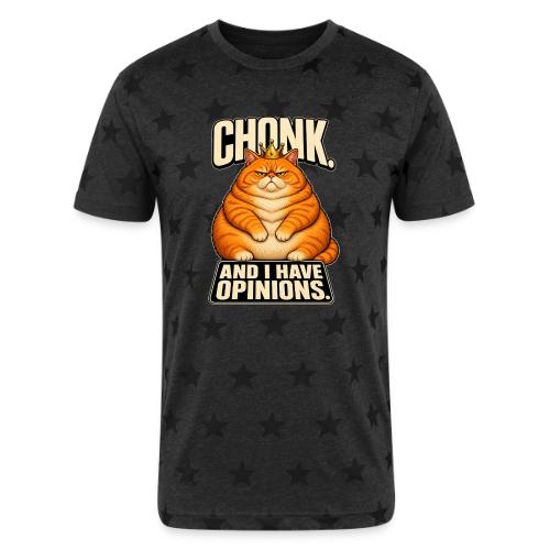 Chonk King Cat - Opinionated Kitty - Unisex Adult Star Printed T-Shirt