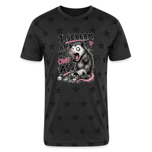 Funny Opossum Screaming Graphic Tee - Unisex Adult Star Printed T-Shirt