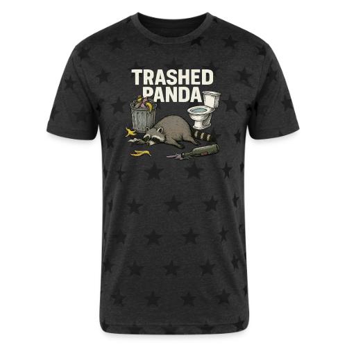 Trashed Panda – Funny Drunk Raccoon Cartoon - Unisex Adult Star Printed T-Shirt
