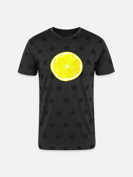 Lemon slice - Unisex Adult Star Printed T-Shirt - charcoal star 
