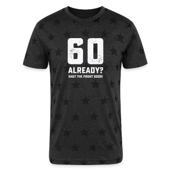 Funny 60th birthday tshirt - Unisex Adult Star Printed T-Shirt - charcoal star  - Front