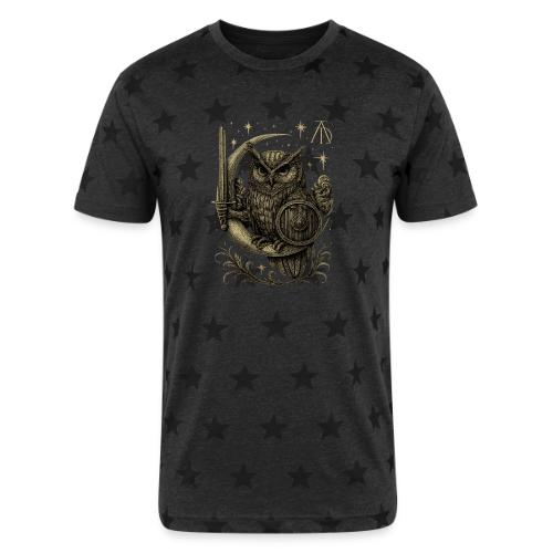 Moon Warrior Owl – Celestial Strength Tee - Unisex Adult Star Printed T-Shirt