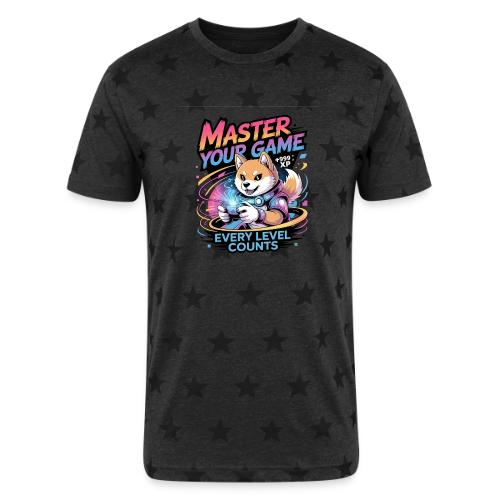Cute Gamer Shiba Inu Level Up - Unisex Adult Star Printed T-Shirt
