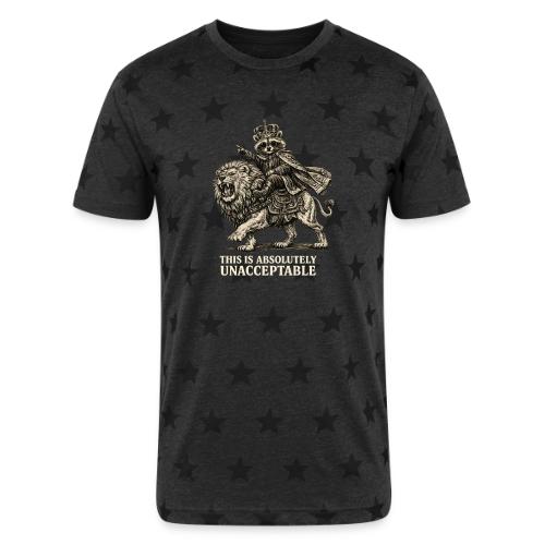 Funny Raccoon King Riding Lion Vintage Meme Art - Unisex Adult Star Printed T-Shirt