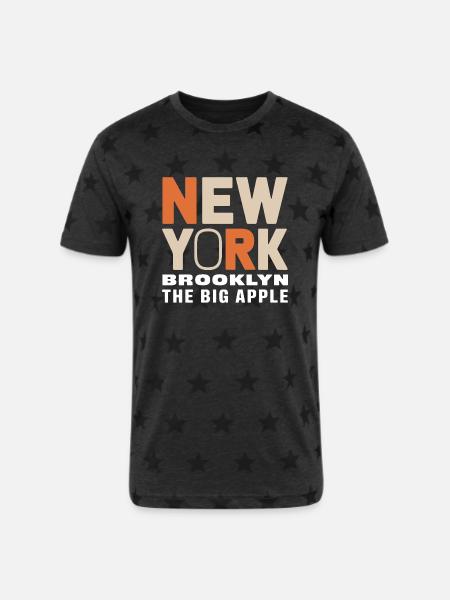 New York Brooklyn - The Big Apple Classic Design - Unisex Adult Star Printed T-Shirt - charcoal star 