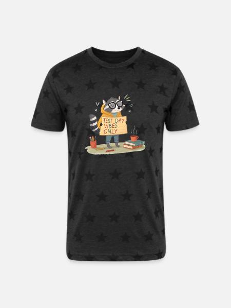 Test day vibes only - Unisex Adult Star Printed T-Shirt - charcoal star