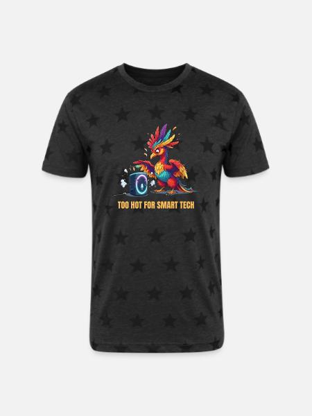 Burnt Out Commands - Unisex Adult Star Printed T-Shirt - charcoal star