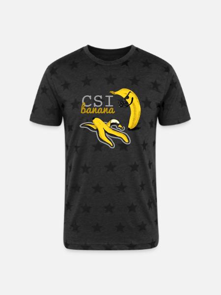 CSI BANANA - banana kill - Unisex Adult Star Printed T-Shirt - charcoal star