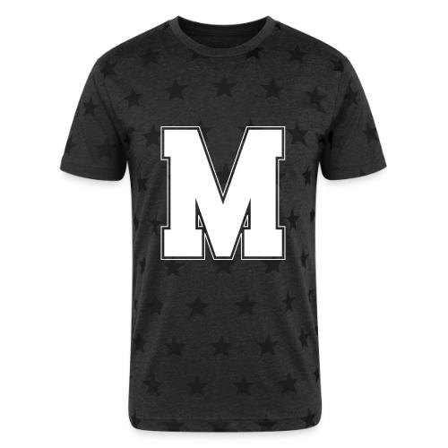 White Letter M – Varsity Alphabet Monogram - Unisex Adult Star Printed T-Shirt