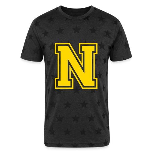 Letter N – Capital Athletic Alphabet Monogram - Unisex Adult Star Printed T-Shirt