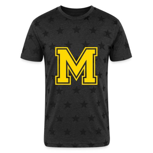 Letter M – Capital Athletic Alphabet Monogram - Unisex Adult Star Printed T-Shirt
