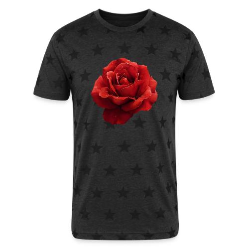 Rose: Crimson Dew Bloom - Unisex Adult Star Printed T-Shirt