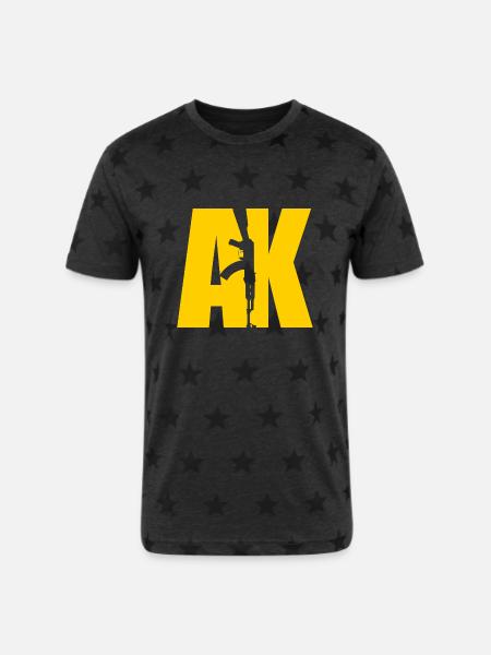 AK47 YELLOW - Unisex Adult Star Printed T-Shirt - charcoal star 