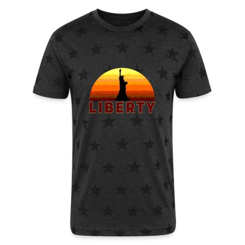 USA: Sunset Liberty Bold - Unisex Adult Star Printed T-Shirt