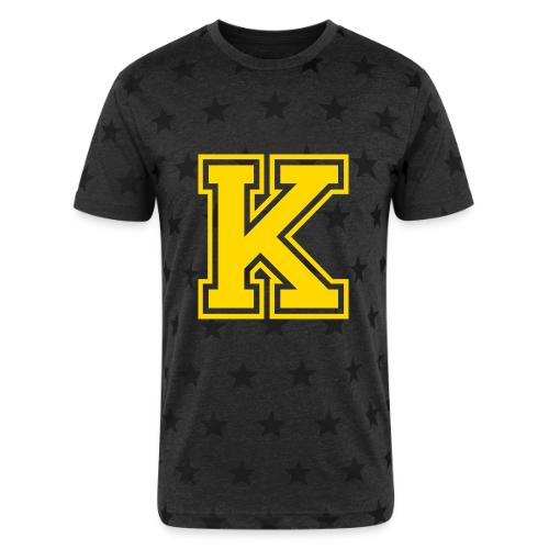 Letter k – Capital Athletic Alphabet Monogram - Unisex Adult Star Printed T-Shirt