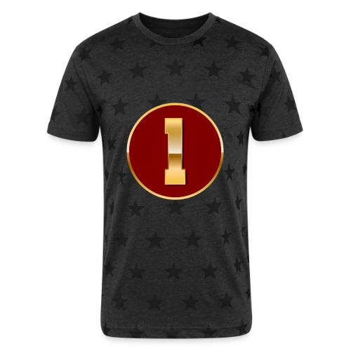 Number 1 in Gold Varsity Font - Unisex Adult Star Printed T-Shirt