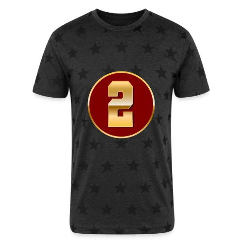 Number 2 in Gold Varsity Font - Unisex Adult Star Printed T-Shirt