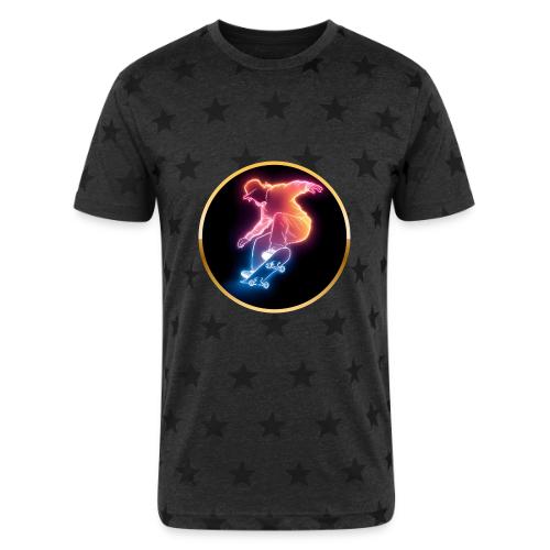 Skateboarding: Golden Trick Rider - Unisex Adult Star Printed T-Shirt