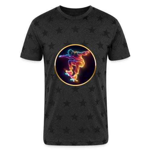 Skateboarding: Midnight Neon Skater - Unisex Adult Star Printed T-Shirt