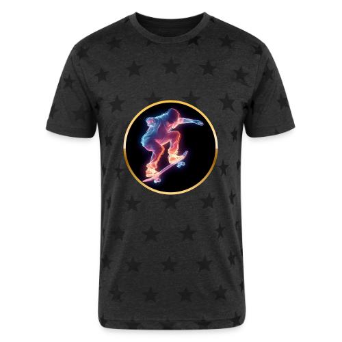 Skateboarding: Neon Skate Orbit - Unisex Adult Star Printed T-Shirt
