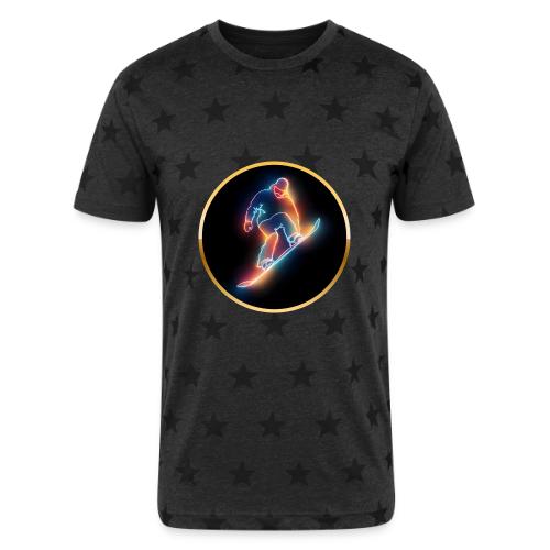 Golden Neon Snowboard - Unisex Adult Star Printed T-Shirt