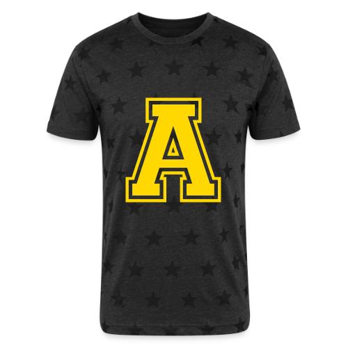 Letter A – Capital Athletic Alphabet Monogram - Unisex Adult Star Printed T-Shirt