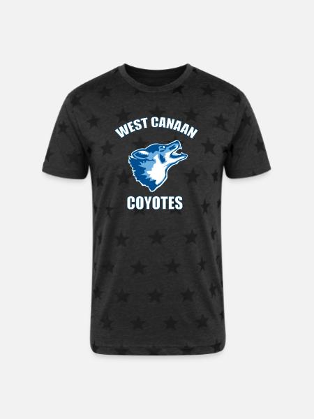 West Canaan Coyotes - Unisex Adult Star Printed T-Shirt - charcoal star 