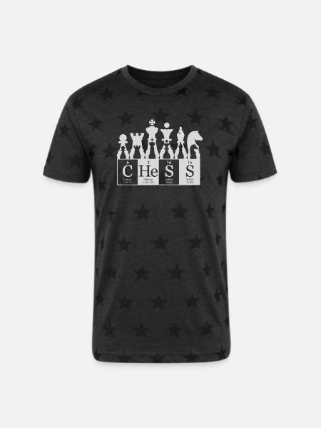 ChemChess Atomic Chessboard Periodic - Unisex Adult Star Printed T-Shirt - charcoal star 
