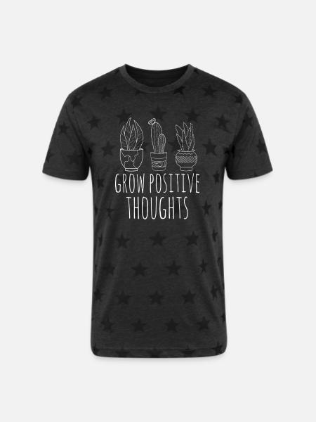 grow positive thoughts - Unisex Adult Star Printed T-Shirt - charcoal star