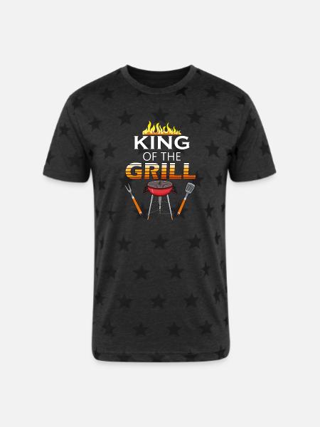 KING OF THE GRILL - Unisex Adult Star Printed T-Shirt - charcoal star