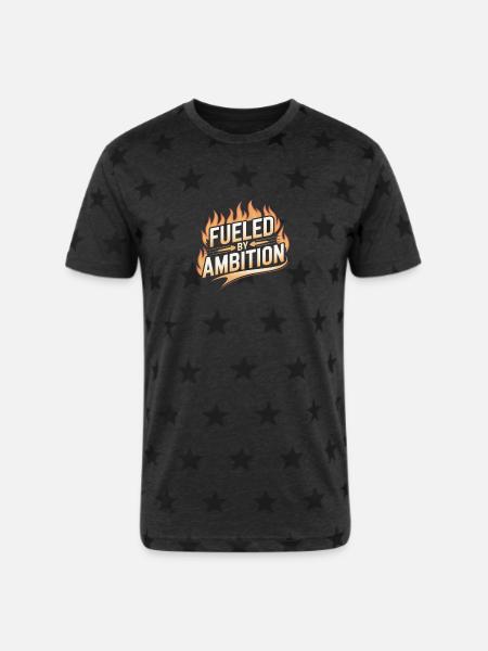Fueled by Ambition Flame - Unisex Adult Star Printed T-Shirt - charcoal star 