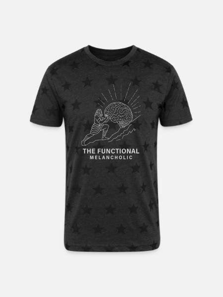 The Functional Melancholic - Unisex Adult Star Printed T-Shirt - charcoal star 