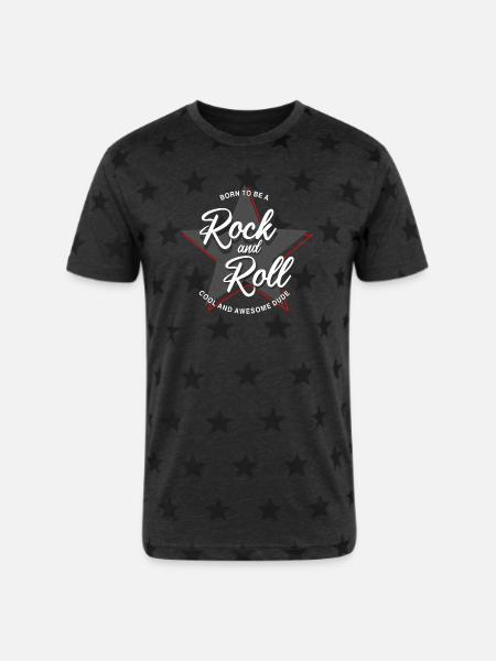 Born to Rock and Roll Star Design - Unisex Adult Star Printed T-Shirt - charcoal star 