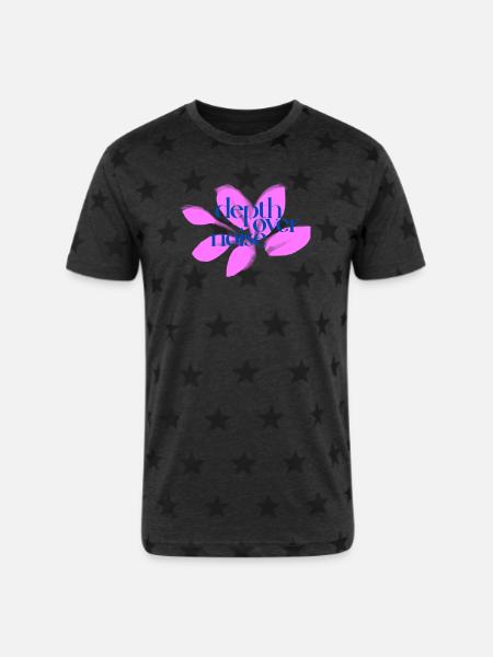 Depth Over Noise Floral - Unisex Adult Star Printed T-Shirt - charcoal star