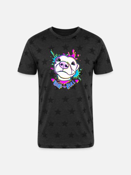 Boop-a-Bull Neon Splash - Unisex Adult Star Printed T-Shirt - charcoal star 