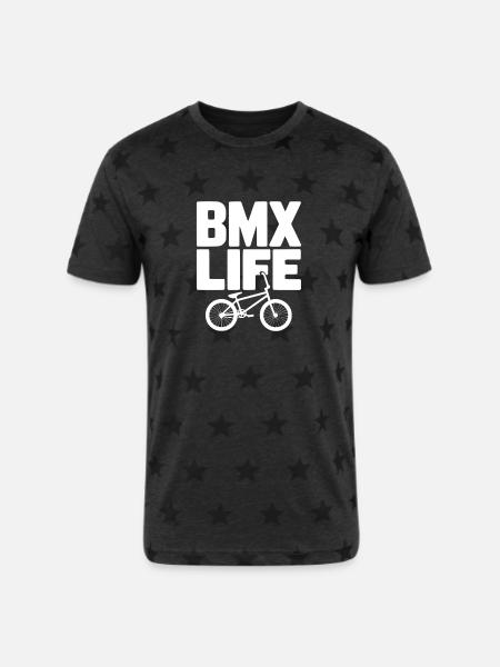 BMX Life - Unisex Adult Star Printed T-Shirt - charcoal star