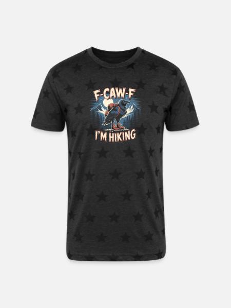 F-Caw-F I'm Hiking Crow - Unisex Adult Star Printed T-Shirt - charcoal star