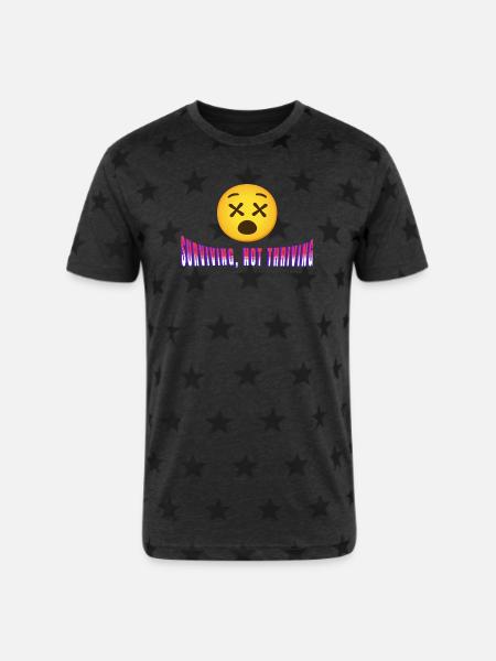 Surviving, Not Thriving - Unisex Adult Star Printed T-Shirt - charcoal star