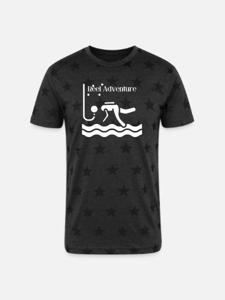 Reel_Adventure - Unisex Adult Star Printed T-Shirt - charcoal star 