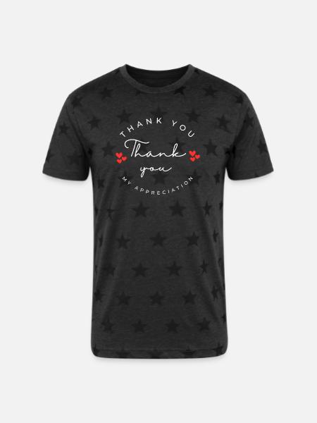 My_Appreciation - Unisex Adult Star Printed T-Shirt - charcoal star 